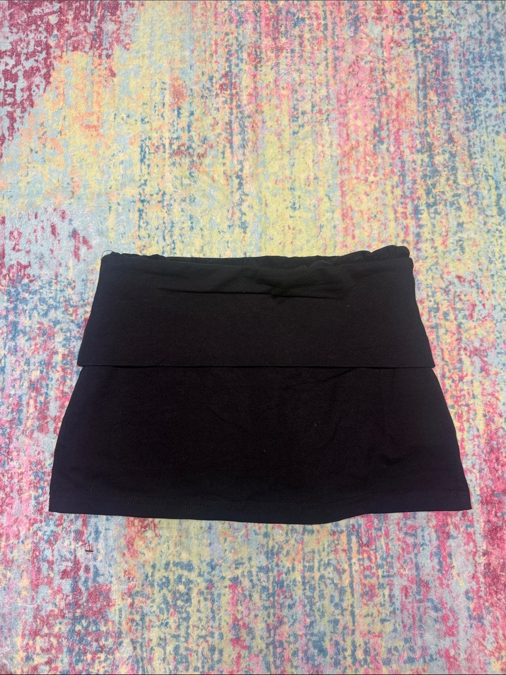 Black Fold-Over Waist Mini Skirt - Women